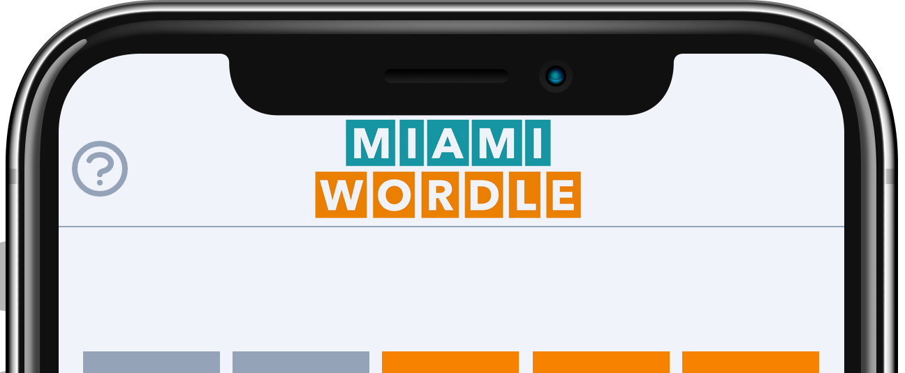 A word.rodeo game shown with a customized title 'MiamiWordle'.